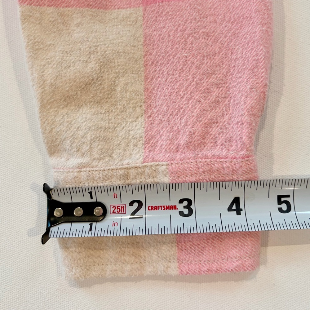 aerie Anytime Layering Oversized 100% Cotton Plaid Pink Cream Button Down - Picture 9 of 14